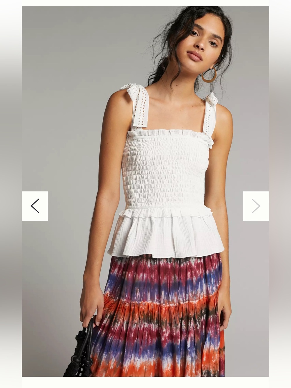 NWT Anthropologie Eri +Ali Stephanie Smocked Eyelet Tank